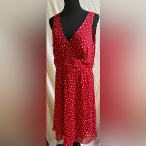 George Retro Vintage Inspired Vibrant Red White Polka Dot Classic Dress 14 NWT’s